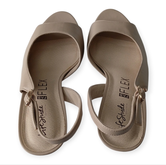 LIFE STRIDE TELLER SLINGBACK PUMP TENDER TAUPE, TAN PLATFORM HEELS. SIZE 8.5 W - Picture 11 of 15
